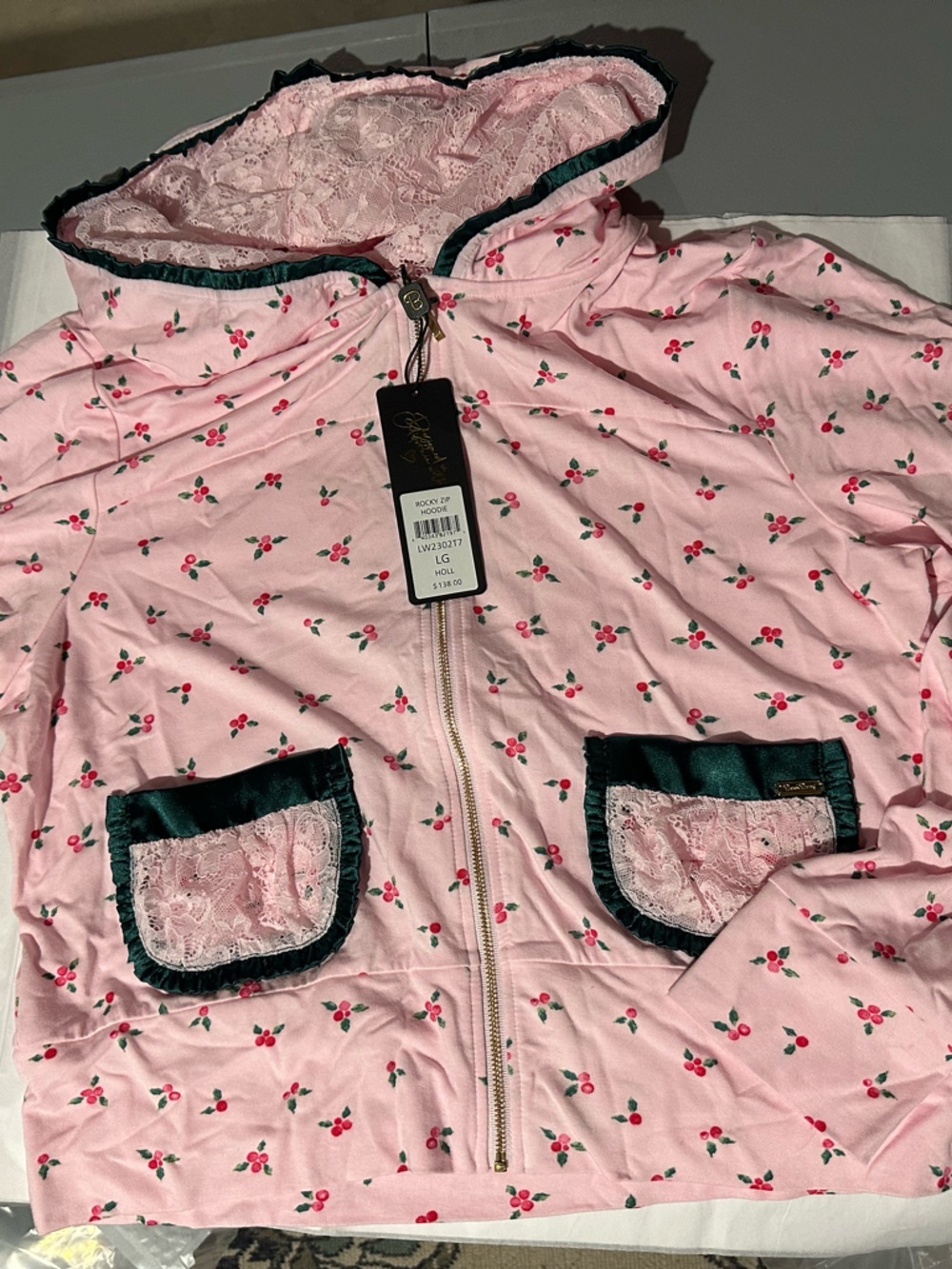 Beach Bunny Rocky Zip Hoodie- Holly-Day Large - Picture 8 of 9